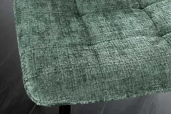 Moderner Design Stuhl TRES CHIC grün Chenille Cremona schwarze Metallbeine