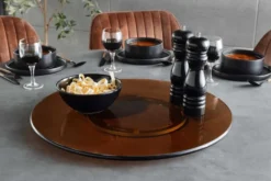 Moderner Drehteller 60cm bernstein Glas 360° drehbare Servierplatte