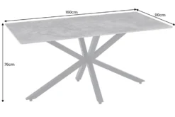 Moderner Esstisch GALAXIE 160cm weiß Keramik Marmor-Design glänzend Metallgestell schwarz