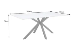 Moderner Esstisch GALAXIE 160cm weiß Keramik schwarz Metall Sterngestell