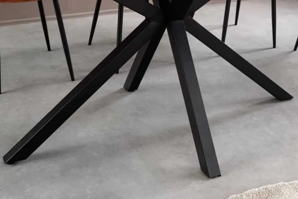 Moderner Esstisch GALAXIE 180cm weiß Keramik schwarz Metall Sterngestell