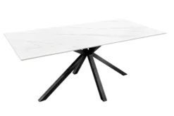 Moderner Esstisch GALAXIE 180cm weiß Keramik schwarz Metall Sterngestell