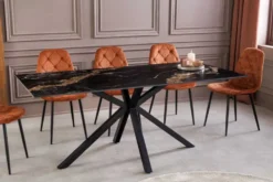 Moderner Esstisch GALAXIE 160cm Aurora Oro schwarz gold sand Keramik