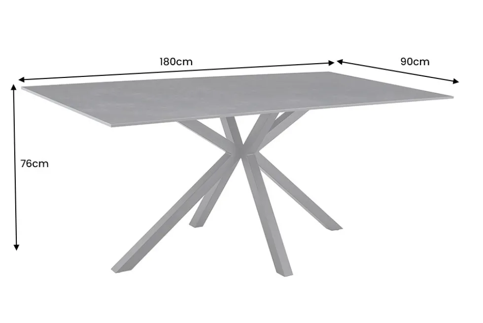 Moderner Esstisch GALAXIE 180cm anthrazit Keramik schwarz Metall Sterngestell