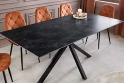 Moderner Esstisch GALAXIE 180cm anthrazit Keramik schwarz Metall Sterngestell