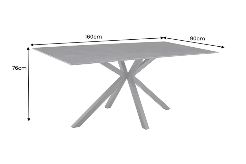 Moderner Esstisch GALAXIE 160cm anthrazit Keramik schwarz Metall Sterngestell