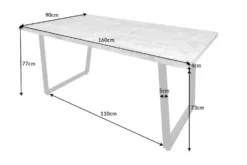 Moderner Esstisch LOFT 160cm grau Beton-Design schwarze Metallbeine Kufengestell Industrial