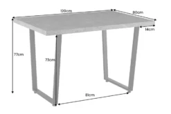 Moderner Esstisch LOFT 120cm grau Beton-Design schwarze Metallbeine Kufengestell