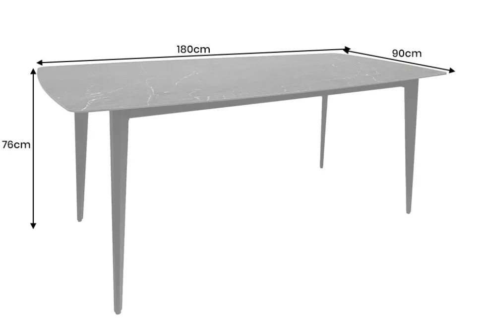 Moderner Esstisch MILANO 180cm anthrazit Keramik schwarze Metallbeine
