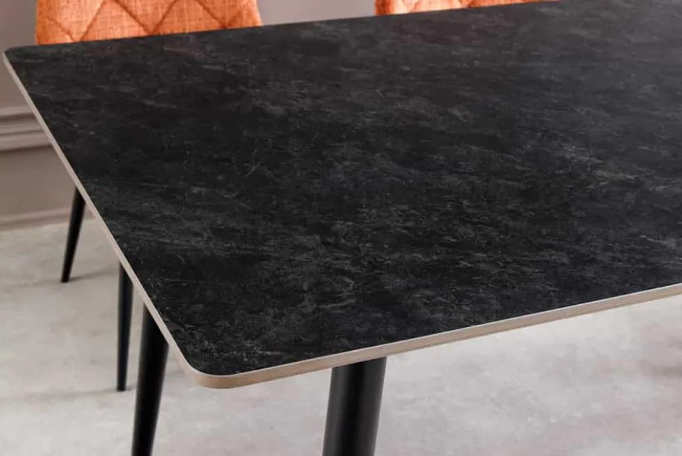 Moderner Esstisch MILANO 120cm anthrazit Keramik schwarze Metallbeine