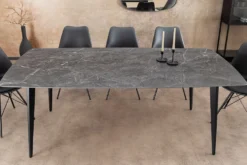 Moderner Esstisch MILANO 160cm anthrazit Keramik schwarze Metallbeine