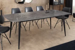 Moderner Esstisch MILANO 160cm anthrazit Keramik schwarze Metallbeine