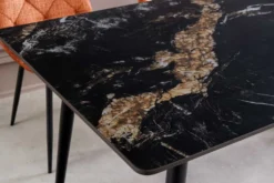 Moderner Esstisch MILANO 120cm schwarz gold sand Aurora Oro Keramik Metallgestell