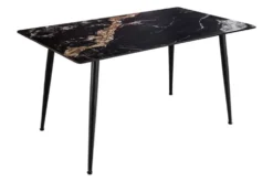 Moderner Esstisch MILANO 140cm schwarz gold sand Aurora Oro Keramik Metallgestell