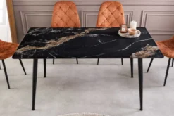 Moderner Esstisch MILANO 140cm schwarz gold sand Aurora Oro Keramik Metallgestell