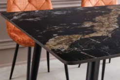 Moderner Esstisch MILANO 140cm schwarz gold sand Aurora Oro Keramik Metallgestell