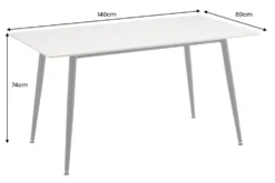 Moderner Esstisch MILANO 140cm weiß Keramik schwarze Metallbeine