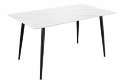 Moderner Esstisch MILANO 140cm weiß Keramik schwarze Metallbeine