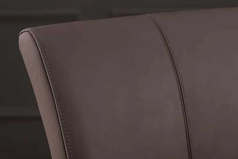 Moderner Freischwinger SAMSON taupe grau Echtleder mit Armlehnen und Metallrahmen