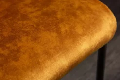 Moderner Freischwinger Stuhl COMFORT senfgelb Samt mit Komfortgriff