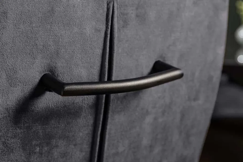Moderner Freischwinger Stuhl COMFORT grau Samt mit Komfortgriff