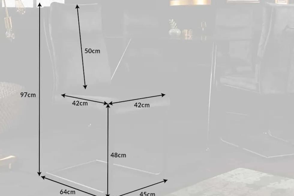 Moderner Freischwinger Stuhl COMFORT grau Samt mit Komfortgriff