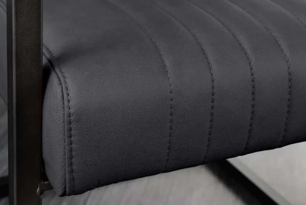Moderner Freischwinger Stuhl BIG ASTON Echtleder schwarz Taschenfederkern Metall