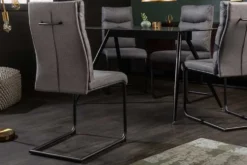 Moderner Freischwinger Stuhl COMFORT grau mit Komfortgriff
