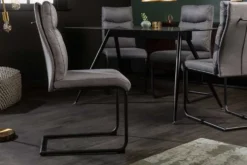 Moderner Freischwinger Stuhl COMFORT grau mit Komfortgriff
