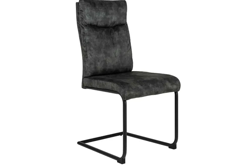 Moderner Freischwinger Stuhl COMFORT grün Samt mit Komfortgriff