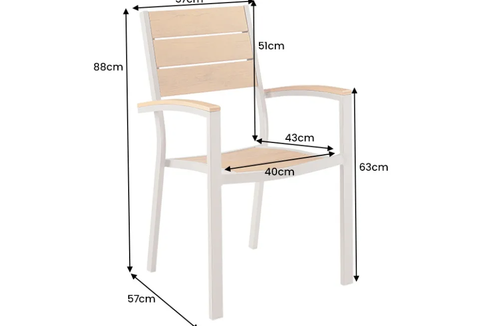 Moderner Gartenstuhl DESIGNO natur greige Aluminium stapelbar wetterfest