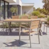 Moderner Gartenstuhl DESIGNO 90cm natur greige Aluminium stapelbar wetterfest
