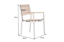 Moderner Gartenstuhl DESIGNO 90cm natur greige Aluminium stapelbar wetterfest