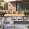 Moderner Gartentisch DESIGNO 205cm natur greige Aluminium wetterfest Outdoor-Esstisch