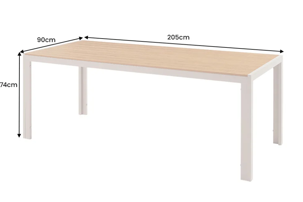 Moderner Gartentisch DESIGNO 205cm natur greige Aluminium wetterfest Outdoor-Esstisch