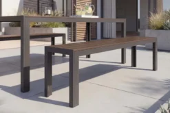 Moderner Gartentisch DESIGNO 205cm dunkelbraun schwarz Aluminium wetterfest