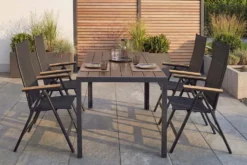 Moderner Gartentisch DESIGNO 205cm dunkelbraun schwarz Aluminium wetterfest