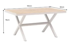 Moderner Gartentisch DESIGNO 150cm natur greige Aluminium wetterfest X-Gestell