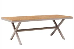 Moderner Gartentisch DESIGNO 200cm natur greige Aluminium wetterfest X-Gestell