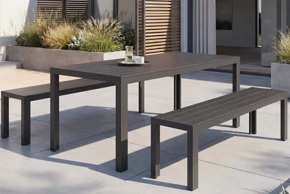 Moderner Gartentisch DESIGNO 205cm anthrazit schwarz Aluminium wetterfest