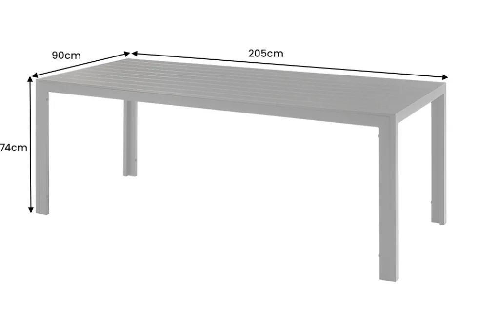Moderner Gartentisch DESIGNO 205cm anthrazit schwarz Aluminium wetterfest