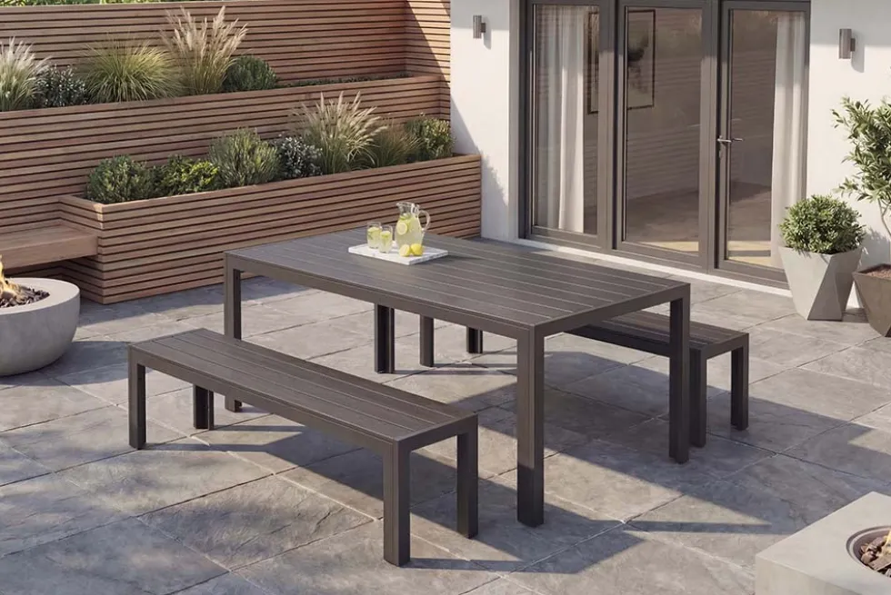 Moderner Gartentisch DESIGNO 205cm anthrazit schwarz Aluminium wetterfest