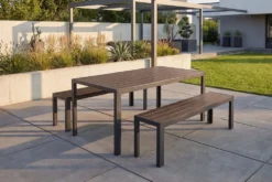 Moderner Gartentisch DESIGNO 150cm dunkelbraun schwarz Aluminium wetterfest