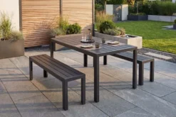 Moderner Gartentisch DESIGNO 150cm anthrazit schwarz Aluminium wetterfest Outdoor Esstisch