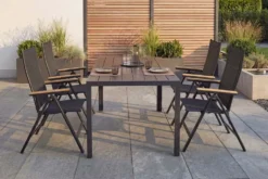 Moderner Gartentisch DESIGNO 150cm anthrazit schwarz Aluminium wetterfest Outdoor Esstisch
