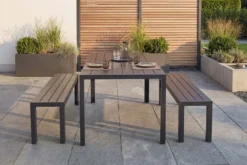 Moderner Gartentisch DESIGNO 150cm anthrazit schwarz Aluminium wetterfest Outdoor Esstisch