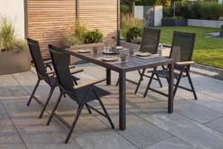 Moderner Gartentisch DESIGNO 150cm anthrazit schwarz Aluminium wetterfest Outdoor Esstisch
