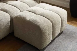 Moderner Hocker CLOUD 100cm champagner greige Bouclé Federkern Fußhocker Sitzhocker