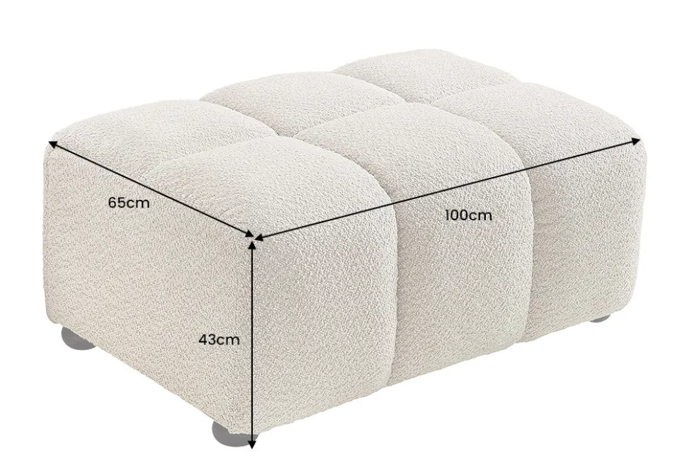 Moderner Hocker CLOUD 100cm champagner greige Bouclé Federkern Fußhocker Sitzhocker