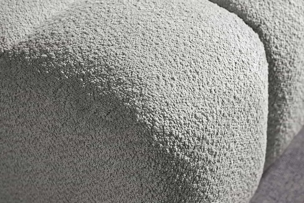 Moderner Hocker CLOUD 100cm grau Bouclé Federkern Fußhocker Sitzhocker